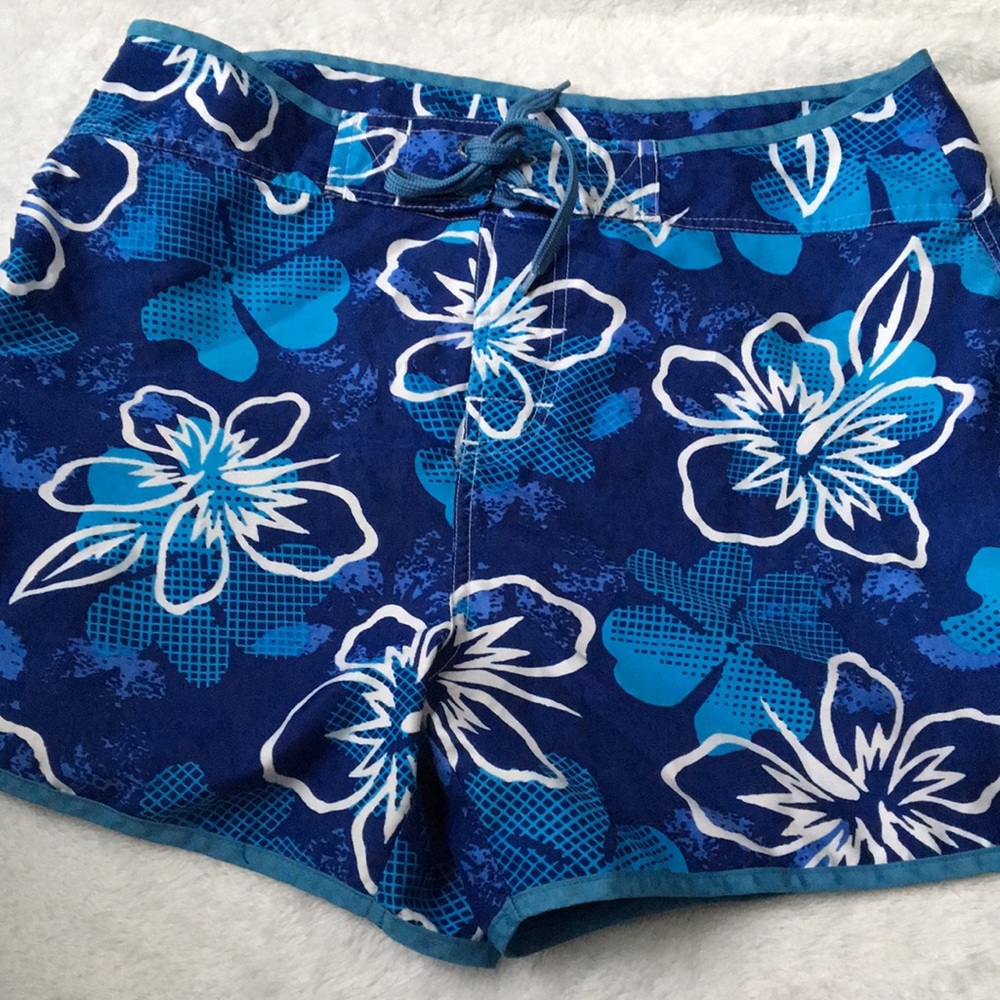 Men’s mad iguana sportswear bathing suit  trunks blue Hawaiian floral
L swim